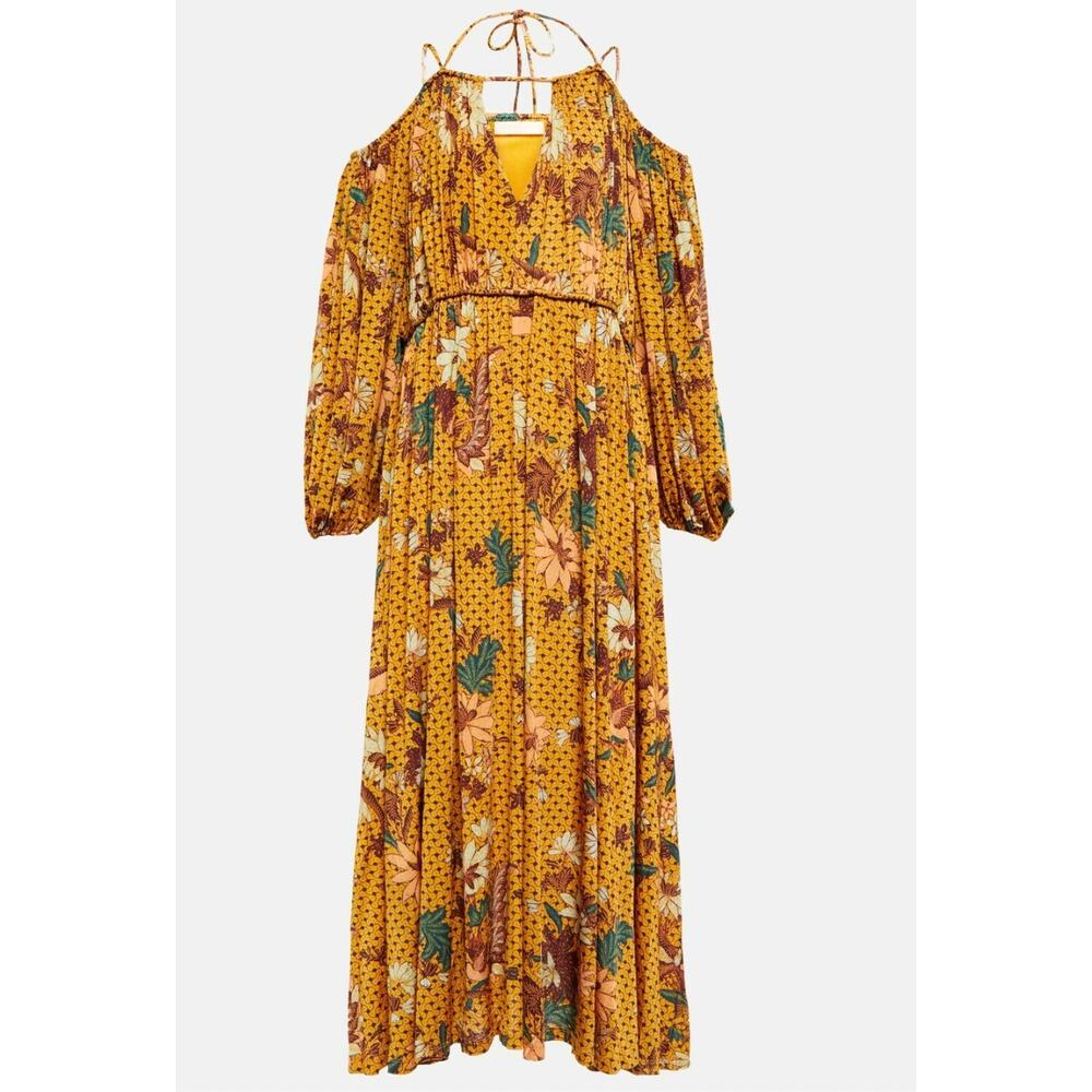 ULLA JOHNSON Floral Printed Noemi Cold Shoulder Midi Dress // S - Picture 13 of 14